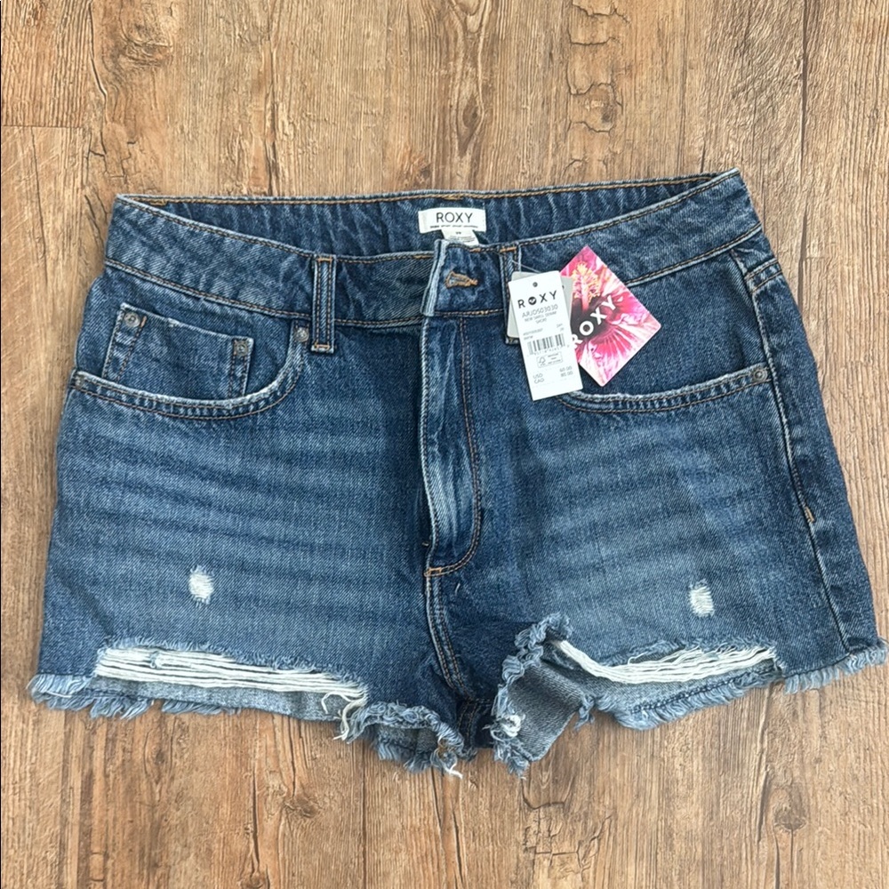 Roxy Blue Distressed Jean Shorts